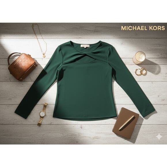 NWT Michael Kors Emerald Green Top Sz. M - Picture 1 of 6